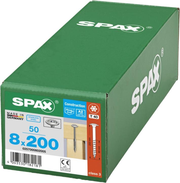 Productafbeelding Spax A2 Tellerkopf T-Star Plus T40 Teilgewinde 4cut (50 Schroeven per stuk, 8 x 200 mm)