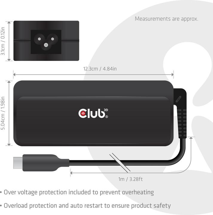 Actual product image Club 3D Club3D Nabíječka pro notebook, USB-C, 140W, 1m (140 W, 1 portion)