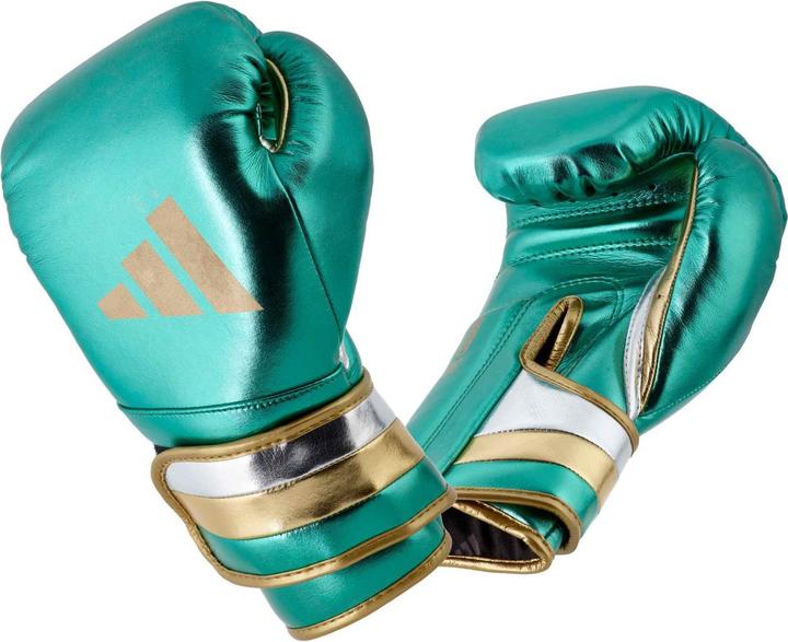 Immagine prodotto adidas Guantoni da boxe Speed 500 verde/oro in microfibra, ADISBG501 (14 OZ)
