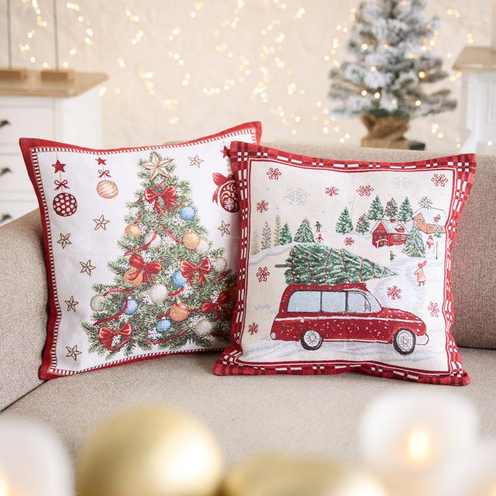 Produktbild Angela Bruderer Kissenhülle «Weihnachtsauto» (45 x 45 cm)