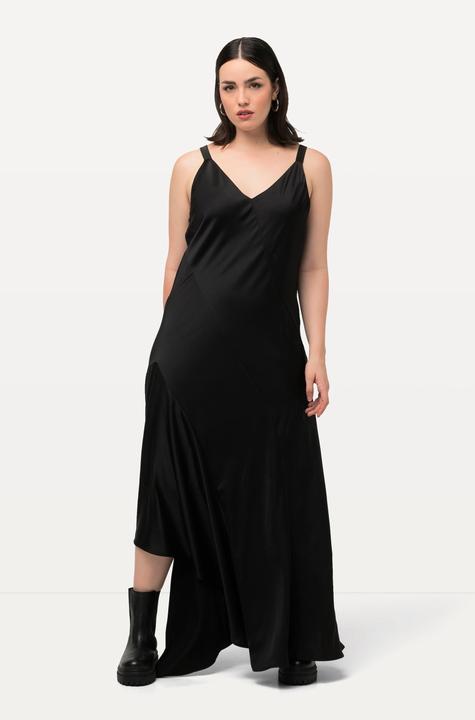 Produktbild Ulla Popken Satin-Maxikleid, A-Linie, V-Ausschnitt, ärmellos (54)