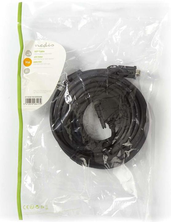 Actual product image Nedis VGA cable VGA plug VGA plug Nickel-plated Maximum resolution: 1280x768 10.0 m round ABS Schw (10 m, VGA)