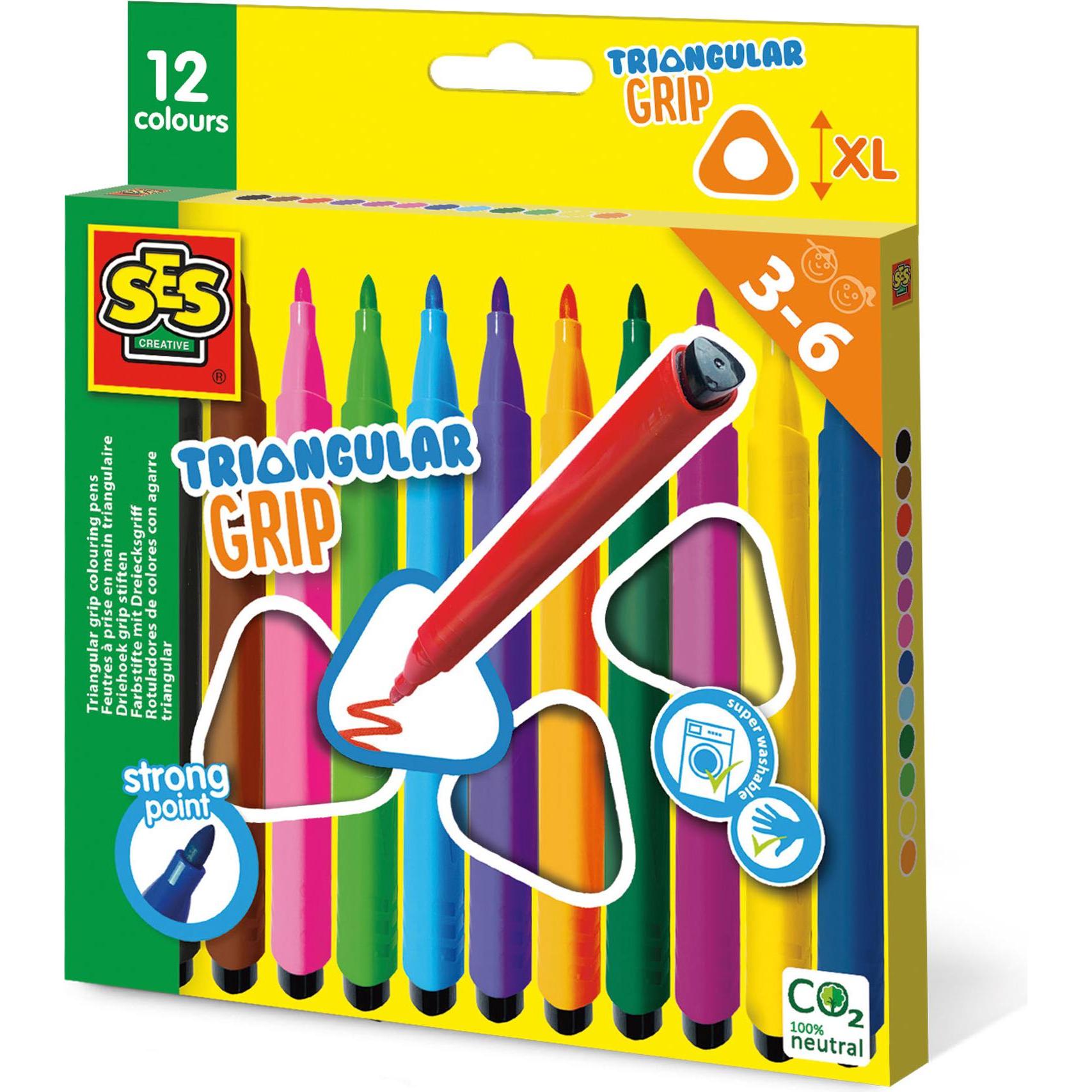 Ses, Malstifte, Triangle Grip Marker (Mehrfarbig, 12 x)