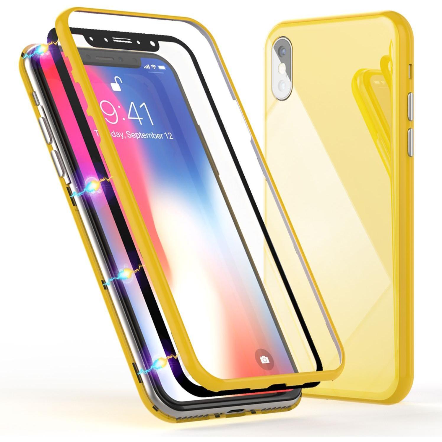 Nalia 360 Grad Handyhülle (Apple iPhone XS Max), Smartphone Hülle, Gelb