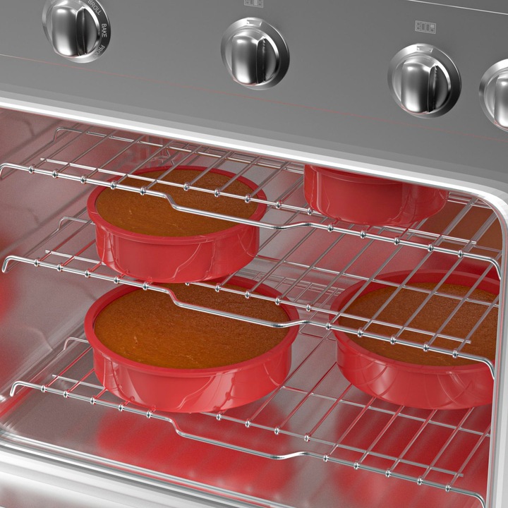 Produktbild Intirilife 4-teiliges Set runde Silikon Kuchenbackformen in Rot - 10 cm, 16.3 cm, 19.8 cm, 25 cm (25 cm)