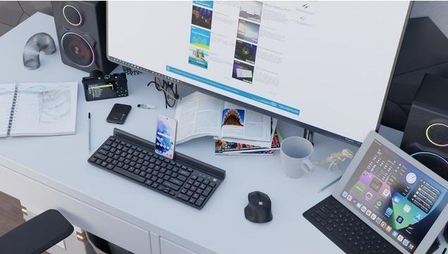 Actual product image Genesis NATEC wireless Keyboard Felimare US slim BT +2.4 GHz Tablet/phone holder (Eng. Int., Wireless)