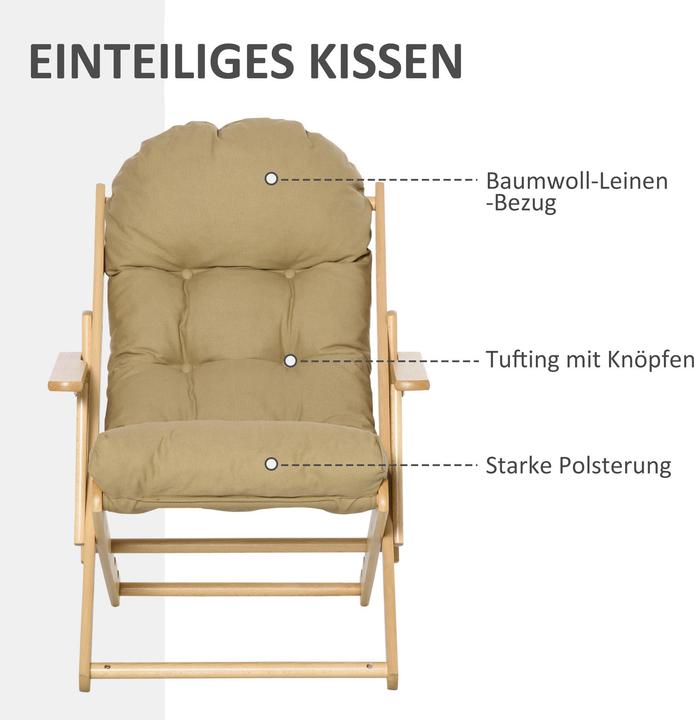 Image du produit Homcom Relaxsessel Buchenholz, Schaumstoff Braun