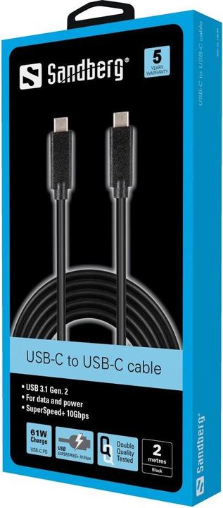 Image du produit Sandberg USB-C à USB-C (2 m, USB 3.1)