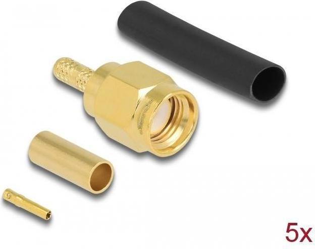 Actual product image Delock RP-SMA connector for crimping RG-174 / RG-316 with matching heat shrink tubing (Antenna cable)