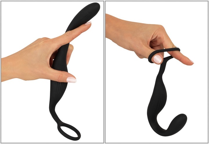 Actual product image Black Velvets Cock ring with RC butt plug (2.60 cm)