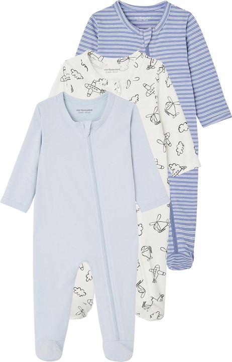 Vertbaudet 3er-Pack Baby Strampler mit Reissverschluss BASICS (86)