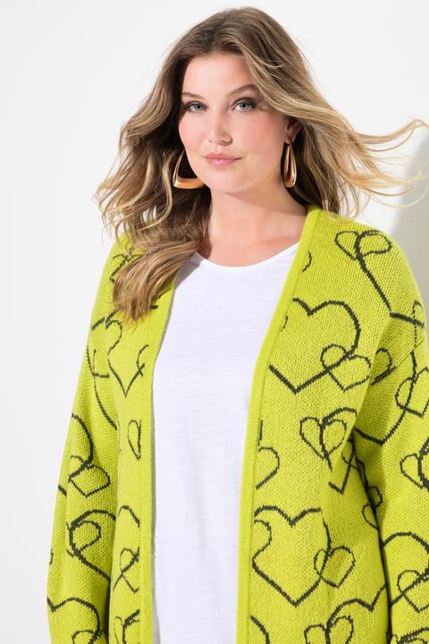Actual product image Miamoda Heart Design Open Front Long Sleeve Sweater Cardigan (50, 52)