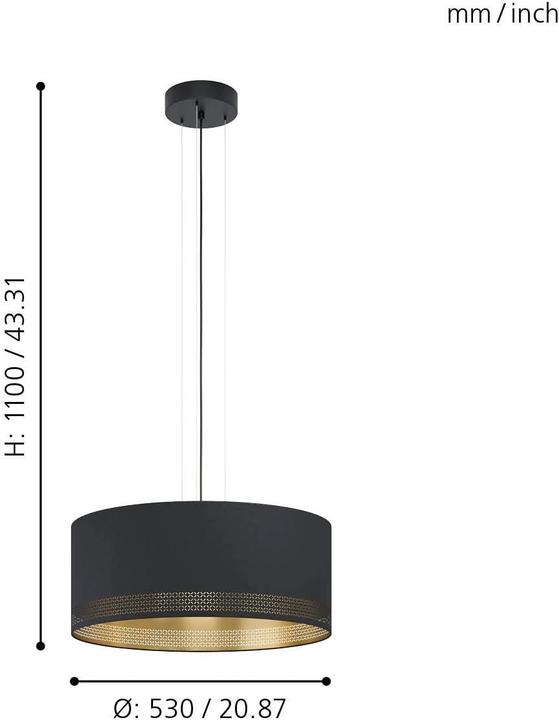 Produktbild EGLO Pendelleuchte ESTEPERRA 3x E27, Schwarz/Gold (E27)