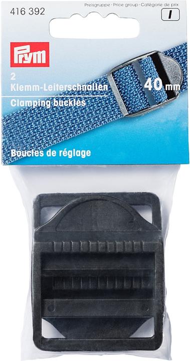 Actual product image Prym Clamp ladder buckles, black 40 mm, card 2 pcs, plastic