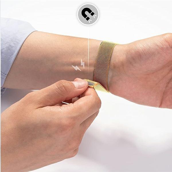 Actual product image pasek Mesh Apple Watch 42/44/45 mm złoty/gold (Stainless steel)