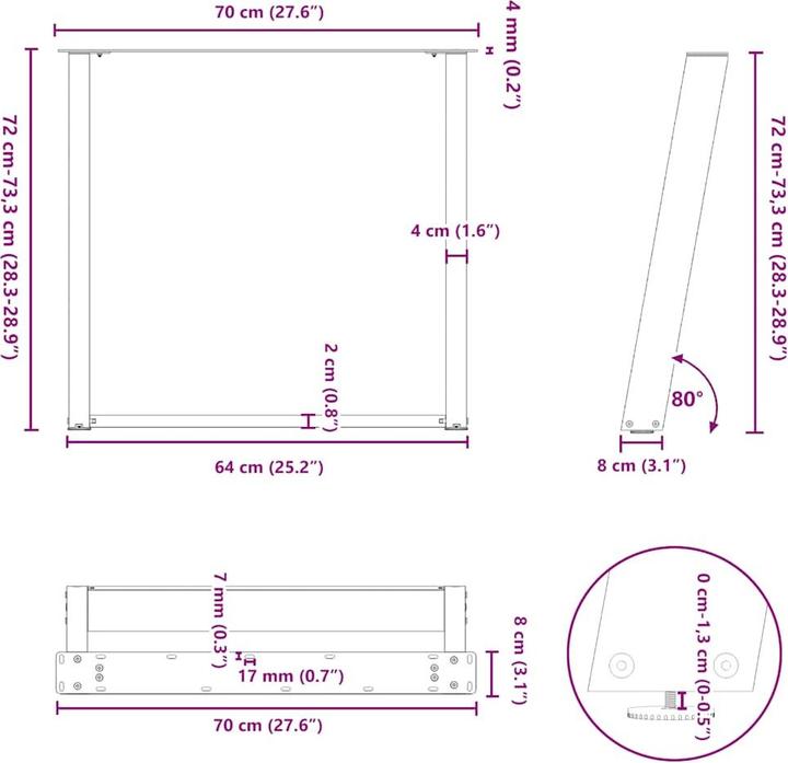 Actual product image vidaXL Esstischbein
