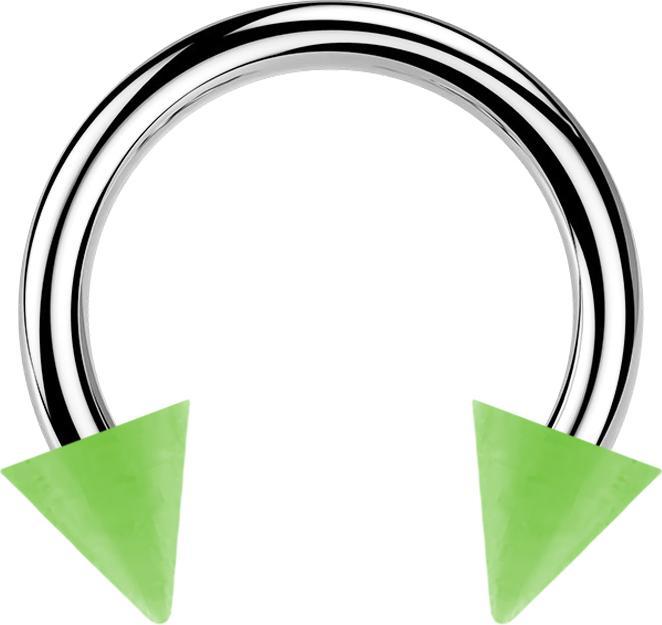 Produktbild Star Piercing Circular Barbell silber mit zwei Cones grün transparent (ohne Messing, Chirurgenstahl 316L, Kunststoff)