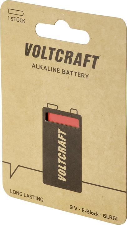 Produktbild Voltcraft 6LR61 9 V Block-Batterie Alkali-Mangan 550 mAh 9 V 1 St. (1 Stk., 9V Block, 550 mAh)