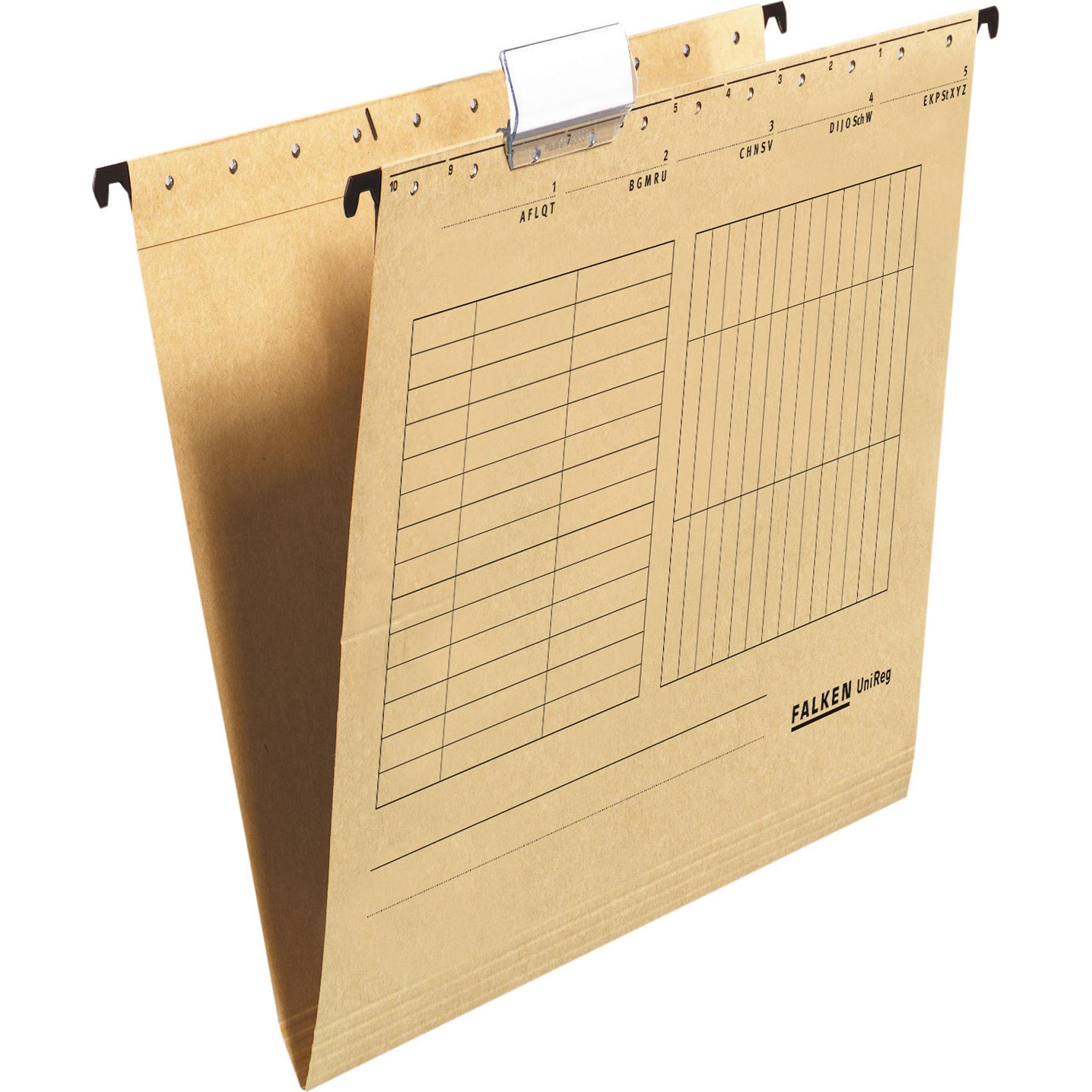 Falken, Mappe, Hängemappe UniReg DIN A4 230g/m² Manilakarton recycelt naturbraun 5 St./Pack. (A4, 1 x)