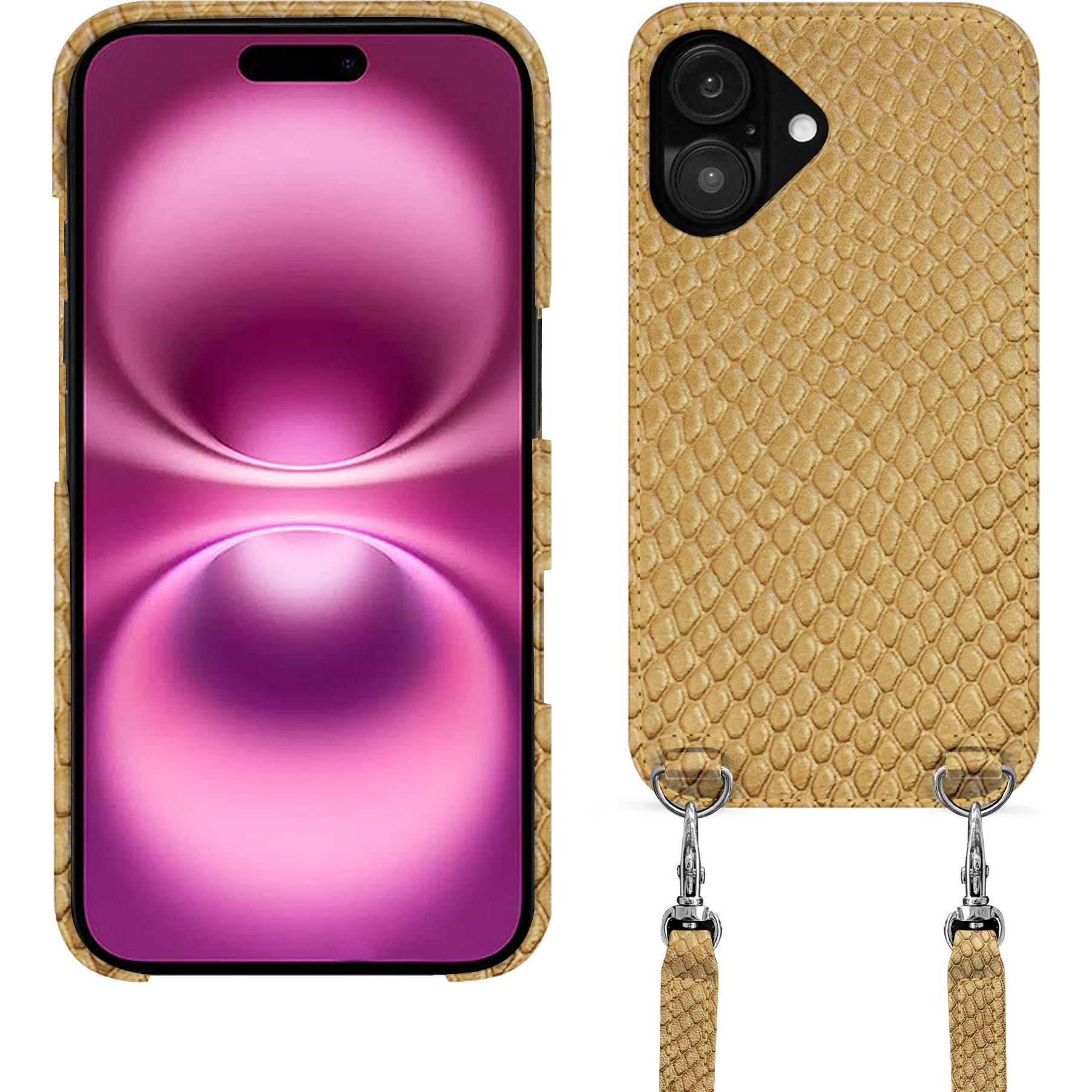 Noreve Schutzhülle mit Schulterriemen Apple iPhone 16 Plus (Apple iPhone 16 Plus), Smartphone Hülle, Braun
