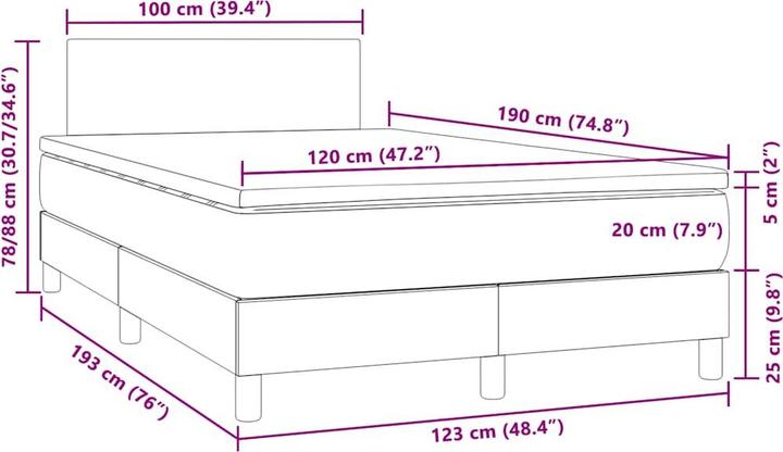 Immagine prodotto vidaXL Boxspringbett (120 x 190 cm)