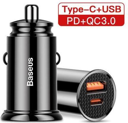 Produktbild Baseus Circular Plastic A+C 30W PPS Car Charger Black