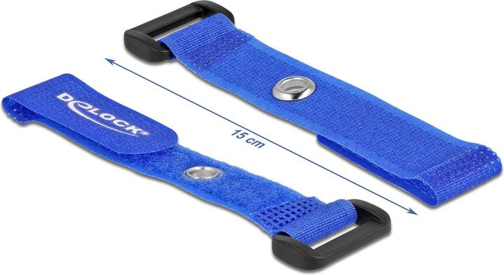 Produktbild Delock Klett-Kabelbinder mit Schlaufe und Befestigungsöse L 150 x B 20 mm blau 5 Stück (Klettkabelbinder, 150 mm, 5 Stk.)