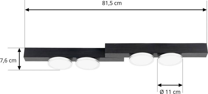 Image du produit Lucande Kellino plafonnier, 4 feux, noir (600 lm, GU10)