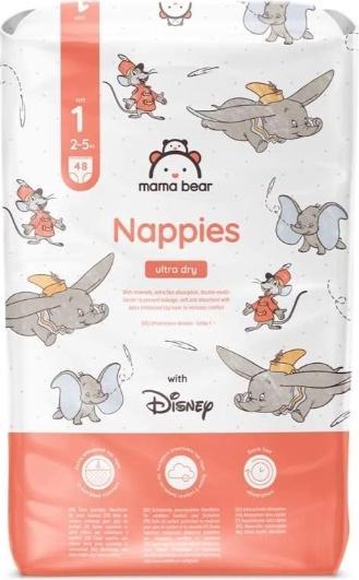 Immagine prodotto Mama Bear Pampers, taglia 1, 2-5 kg, elefanti, 48 pezzi (Dimensione 1, 48 pz.)