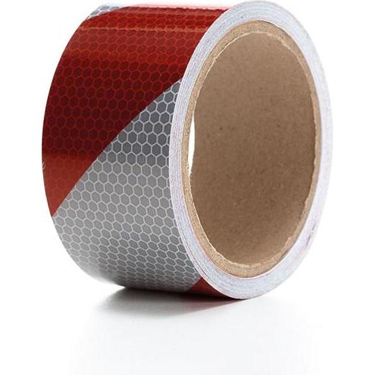 Perel, Sicherheitskennzeichnung, Reflektierendes Wabenband 5cm x 5m - Rot/Weiss
