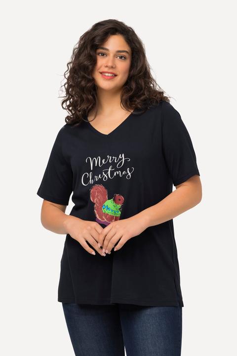 Actual product image Ulla Popken Merry Christmas Squirrel Tee (50, 52)