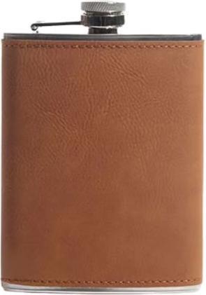CreaDiva Flachmann aus Metall - Leder braun (240 ml)