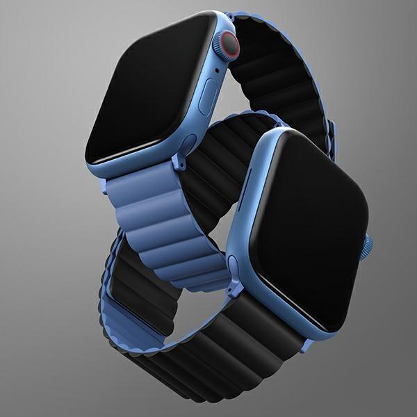 Produktbild Uniq pasek Revix Apple Watch Series 1/2/3/4/5/6/7/8/SE/SE2 38/40/41mm. Reversible Magnetic czarny-ni (38 mm, 41 mm, 40 mm, Silikon, Edelstahl)