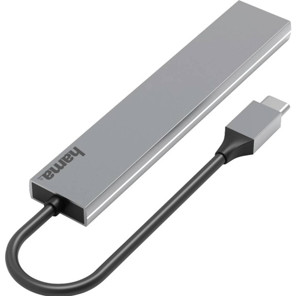 Thumbnail - Hama Ultra Slim (USB-C, 4 Ports), Dockingstation + USB Hub, Grau