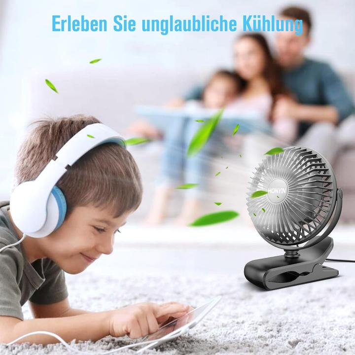 Immagine prodotto Honyin Mini-Ventilator mit Clip (40 dB)