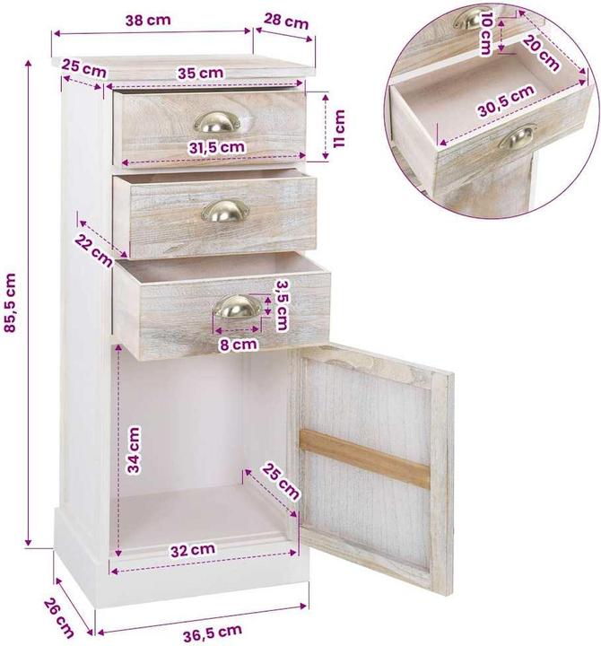 Actual product image vidaXL Beistellschrank (38 x 28 x 86 cm)