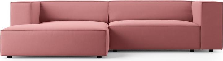 Actual product image Cosmopolitan Design Velvet Left Corner Sofa, "Arendal", 3 Seats, Flamingo, 224x166x70 Made in Europe (Corner sofa)