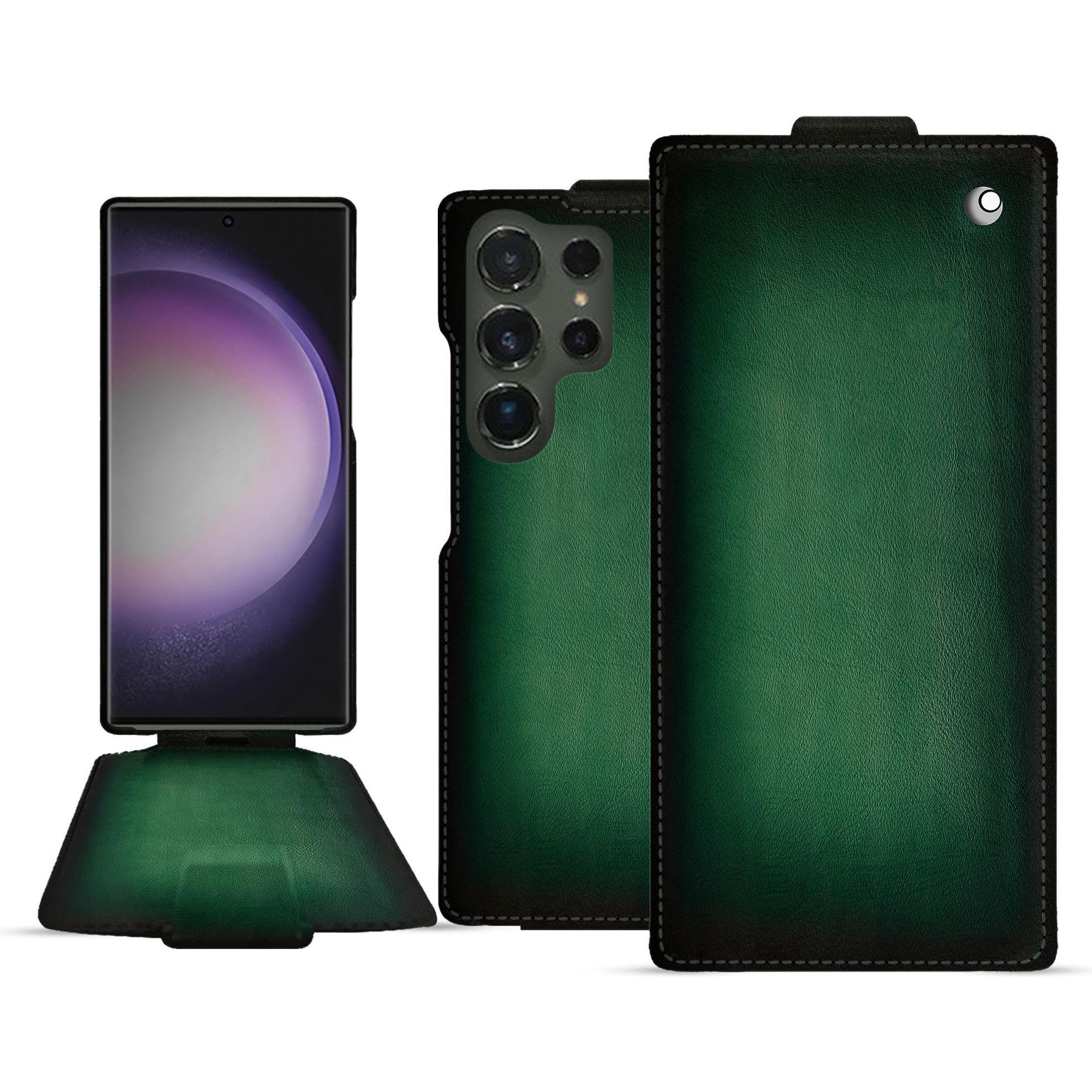 Thumbnail - Noreve Lederschutzhülle vertikal (Samsung Galaxy S24 Ultra), Smartphone Hülle, Grün