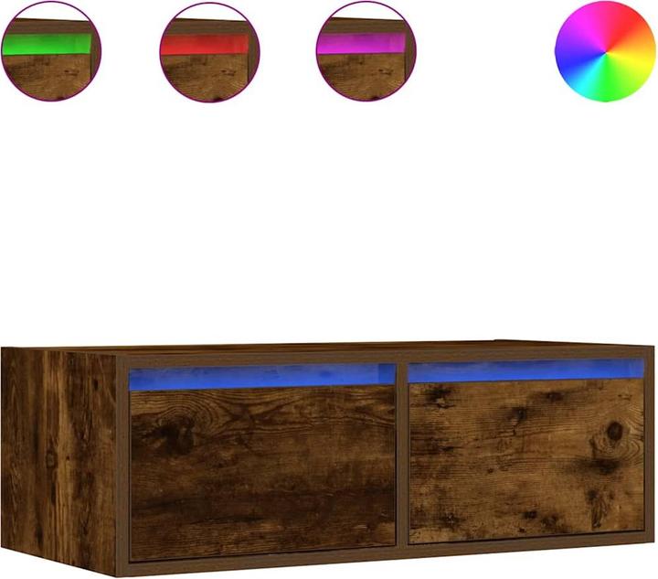 Actual product image VidaXL TV cabinet with LED lights smoked oak 75x35.5x25 cm HiFi cabinet