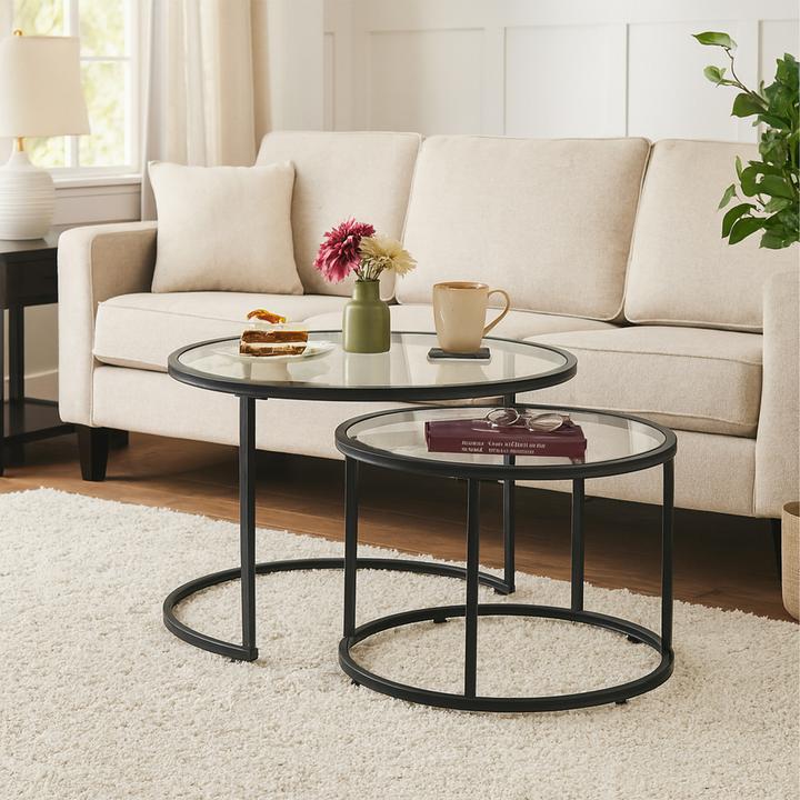 Image du produit Relaxdays Satztisch 2er Set Glas & Metall