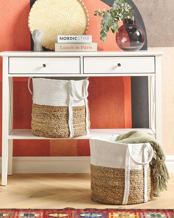 Produktbild Beliani Jutekörben Natur und Weiss 2er Set BELLPAT (32 cm, 2x)