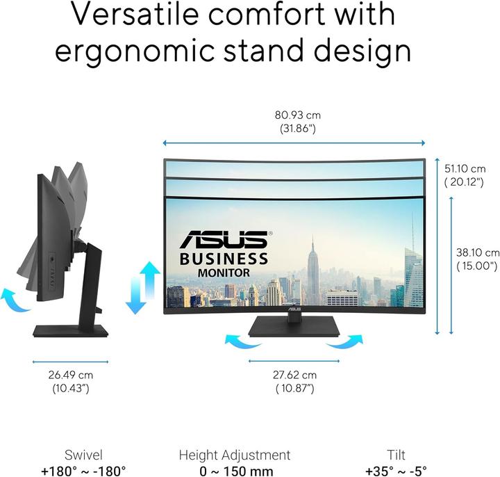 Produktbild ASUS ProArt VA34VCPSR 86.7cm (21:9) Curved WQHD (3440 x 1440 Pixel, 34")