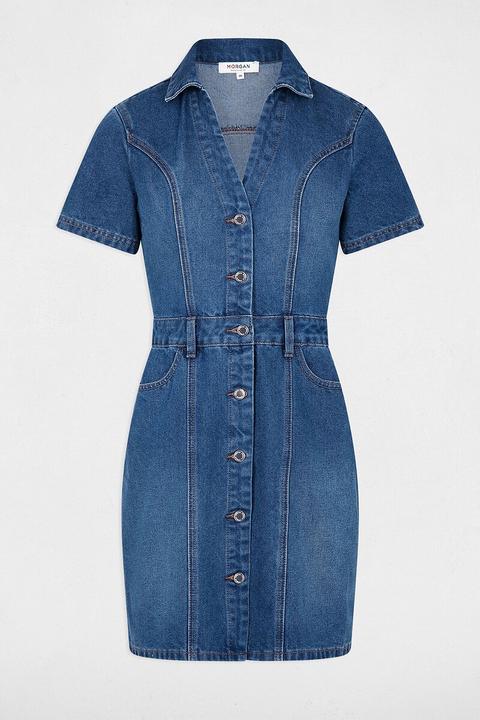 Image du produit Morgan Kurzes Jeanskleid mit V-Ausschnitt (32)