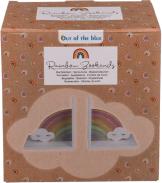 Actual product image Ootb wooden bookend, rainbow with cloud