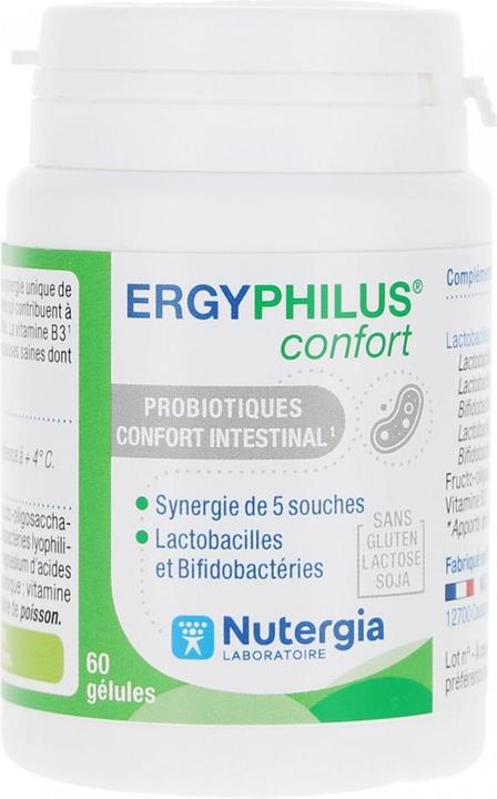 Valeurs nutritives et ingrédients Nutergia Ergyphilus Confort gélules (1 pièce(s), Capsules, 40 g)
