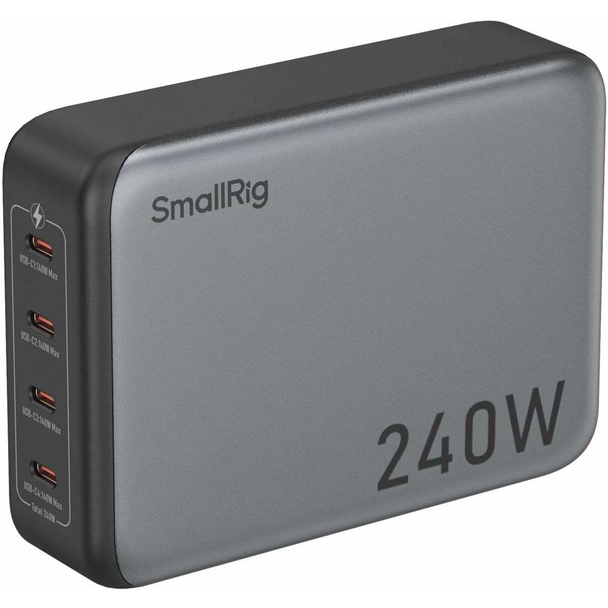 SmallRig 240W 4-Port PD Power Adapter (EU Standard) 4752 (240 W), USB Ladegerät, Grau