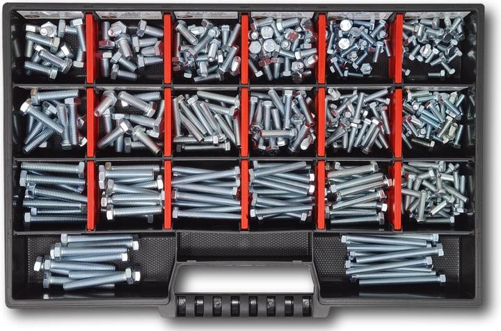 Produktbild Schraubenbox24 Sechskantschrauben Sortiment M4-M5-M6 // 8mm-50mm 350 tlg. Schraubenbox DIN 933 (350 Schrauben pro Stück)