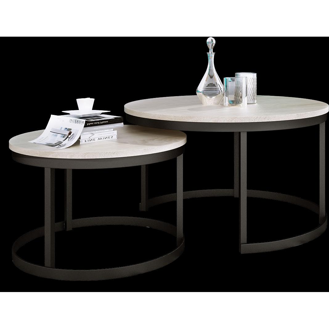 ADRK Furniture, Couchtisch + Beistelltisch, Okin (75 x 75 x 43 cm)