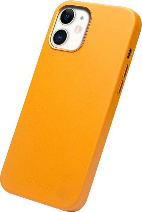 Actual product image QiAlino Coque cuir véritable (compatible MagSafe) Orange (Apple iPhone 12)
