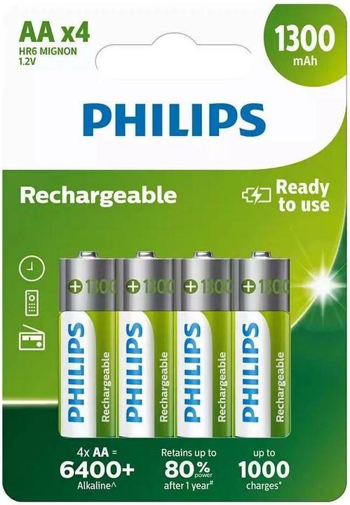 Philips Akku Rechargeable (4 Stk., AA, 1300 mAh)